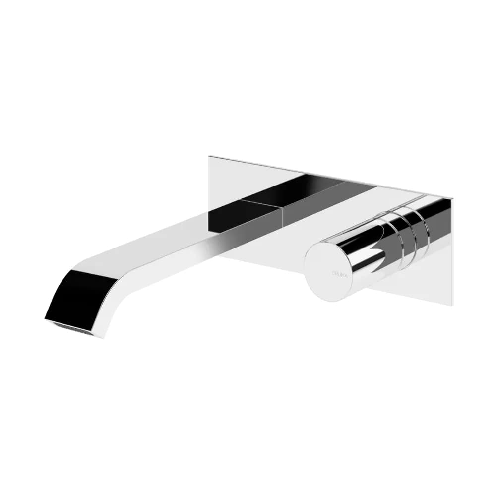 Wall basin mixer with single escutcheon
