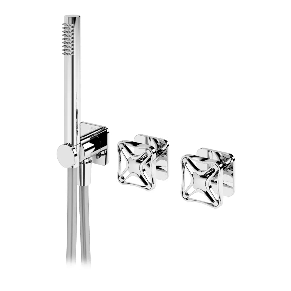 Progressive concealed 3 outlets mixer, with handshower set