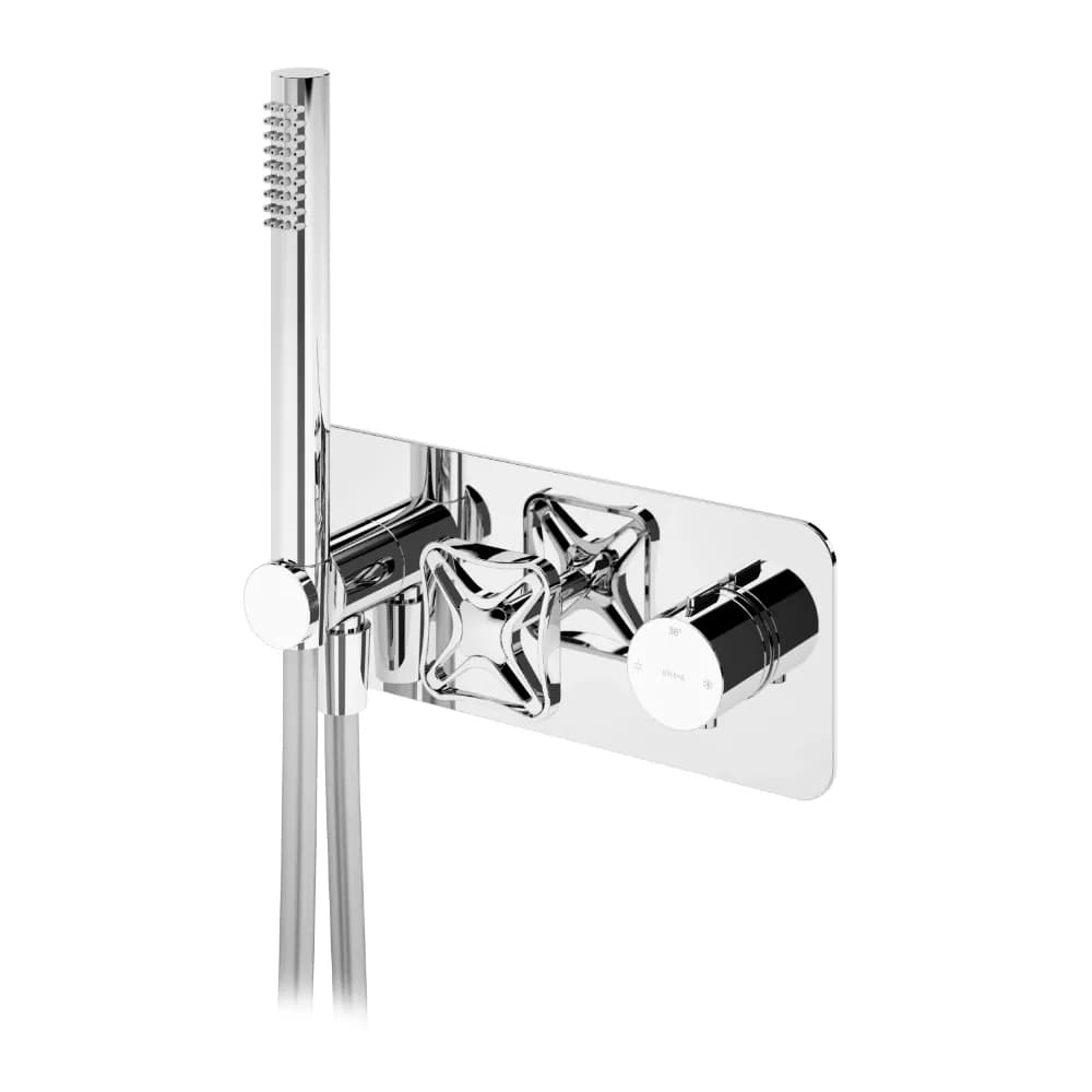 Thermostatic concealed 2 outlets mixer, with handshower set
