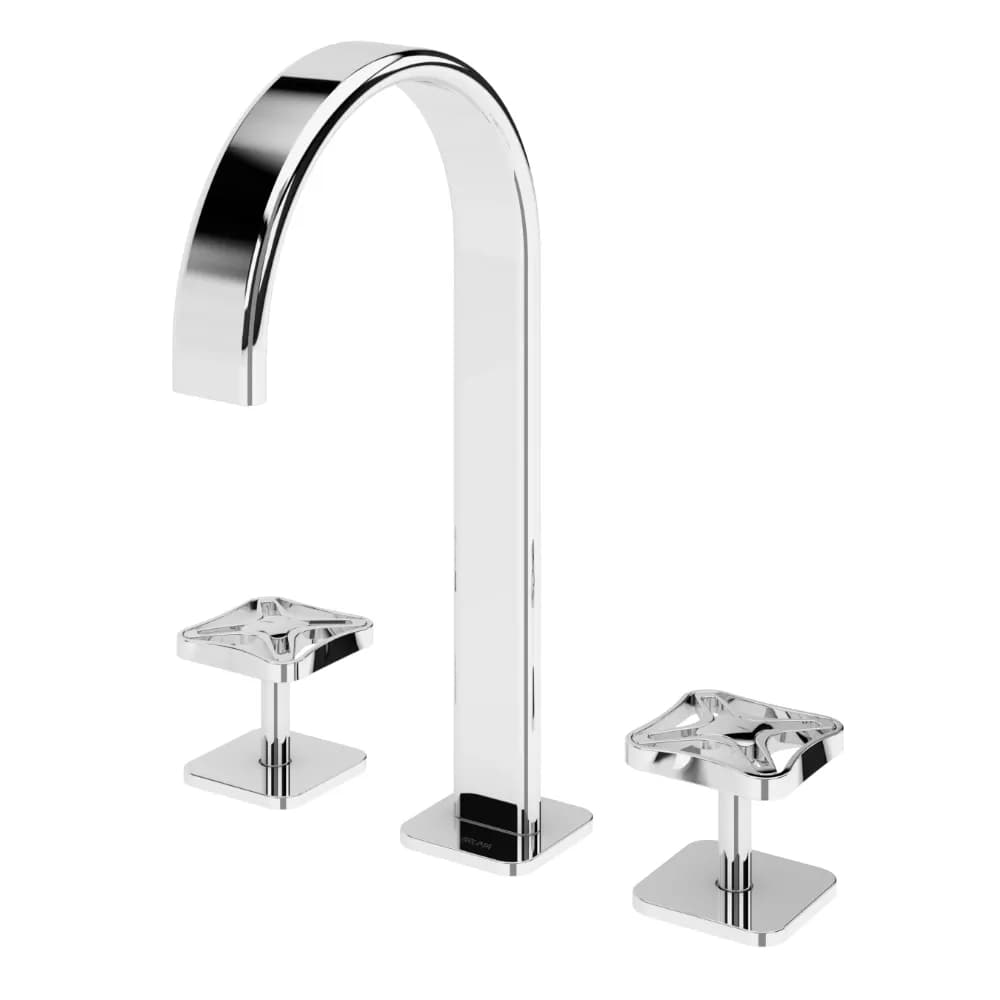 Deck-mounted, 3 hole basin mixer