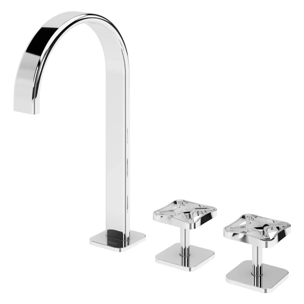Deck-mounted, 3 hole basin mixer