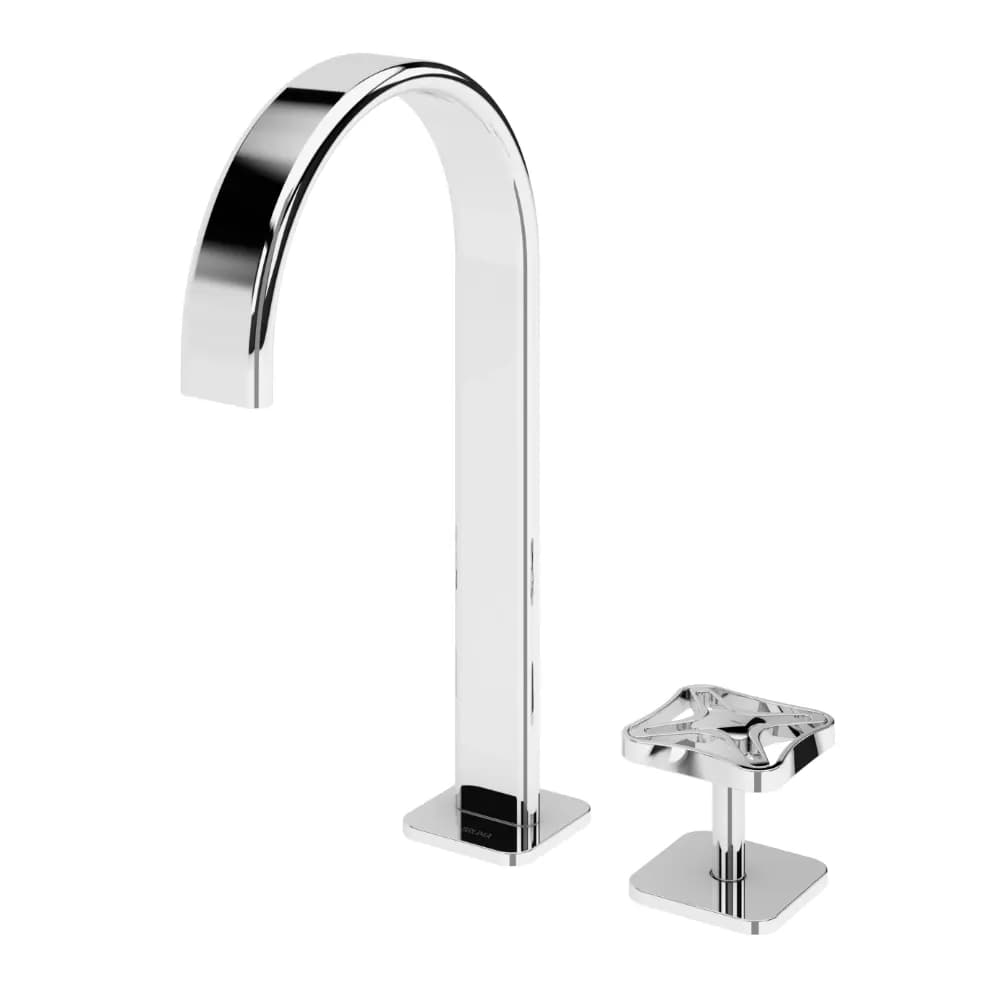 Deck-mounted, 2 hole basin progressive mixer