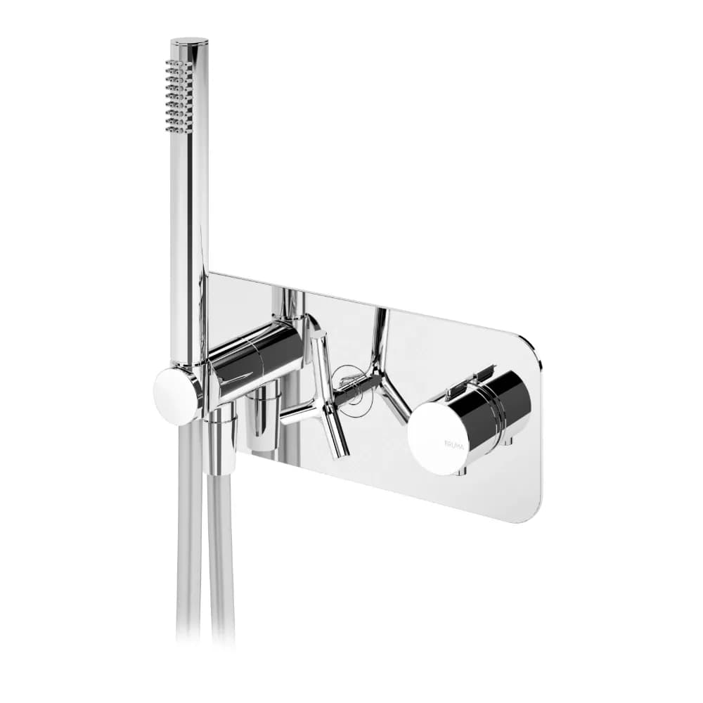 Thermostatic concealed 2 outlets mixer, with handshower set