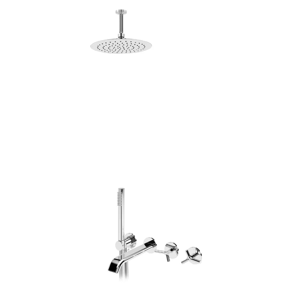 Opção: Chuveiro fixo de tecto Ø250 mm em inox e braço 100 mm