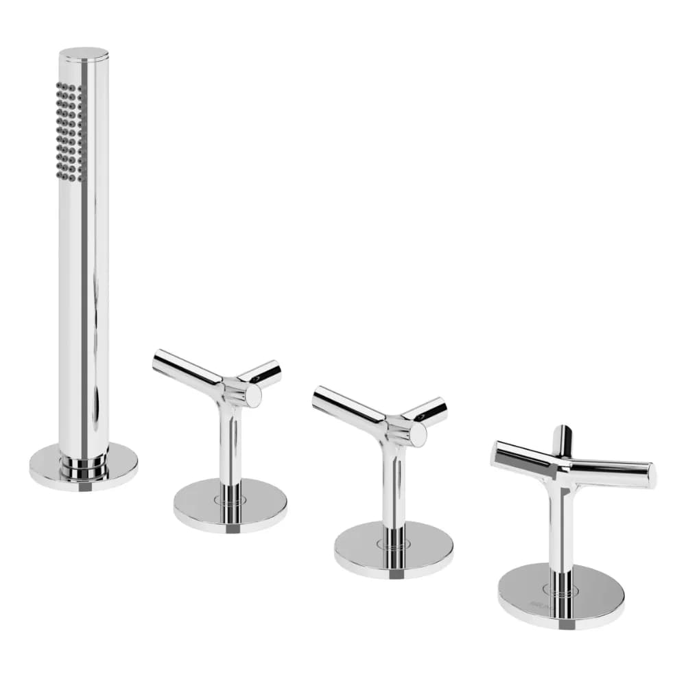 Deck mounted shower mixer, with handshower set - 2 outlets