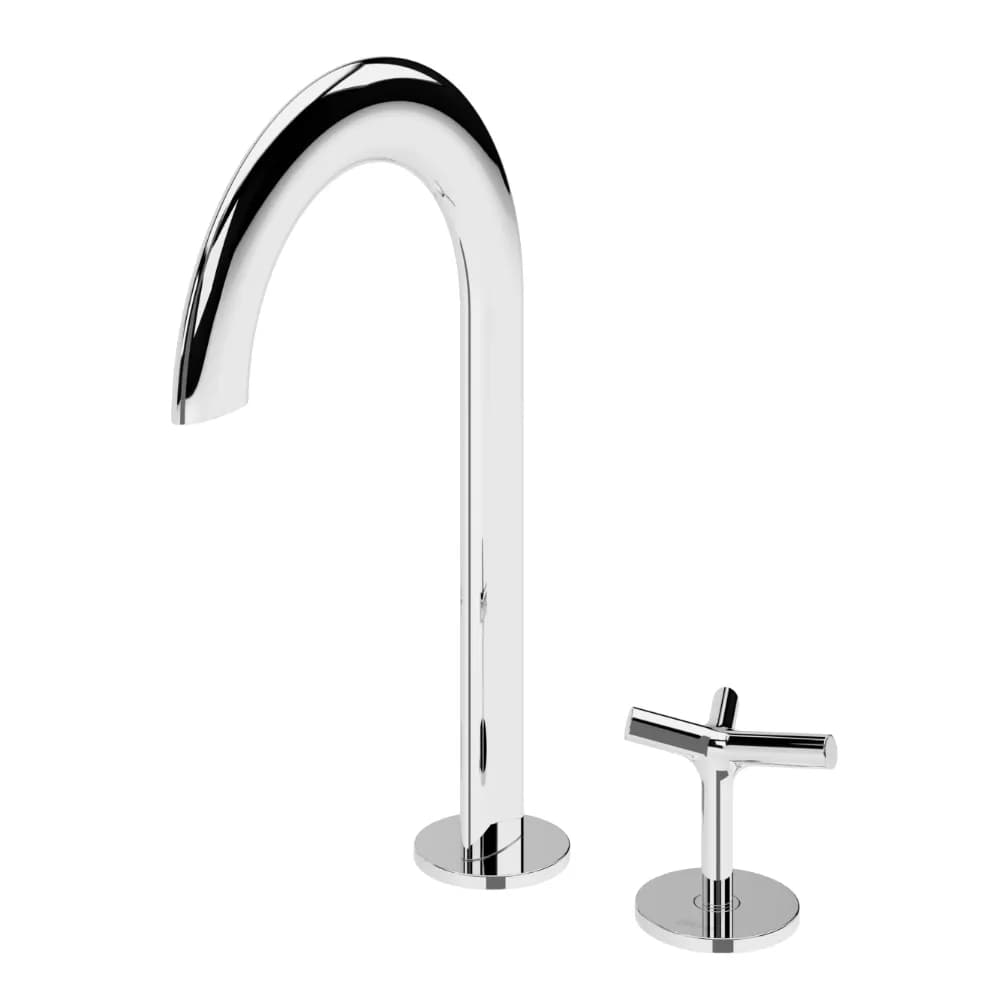 Deck-mounted, 2 hole basin progressive mixer