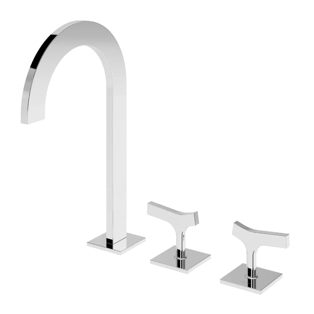 Deck-mounted, 3 hole basin mixer