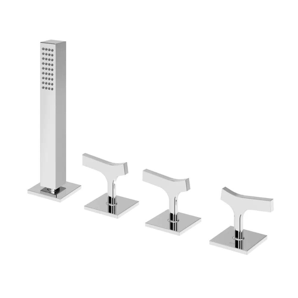 Deck mounted shower mixer, with handshower set - 2 outlets