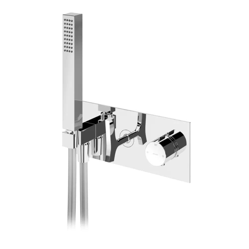 Thermostatic concealed 2 outlets mixer, with handshower set