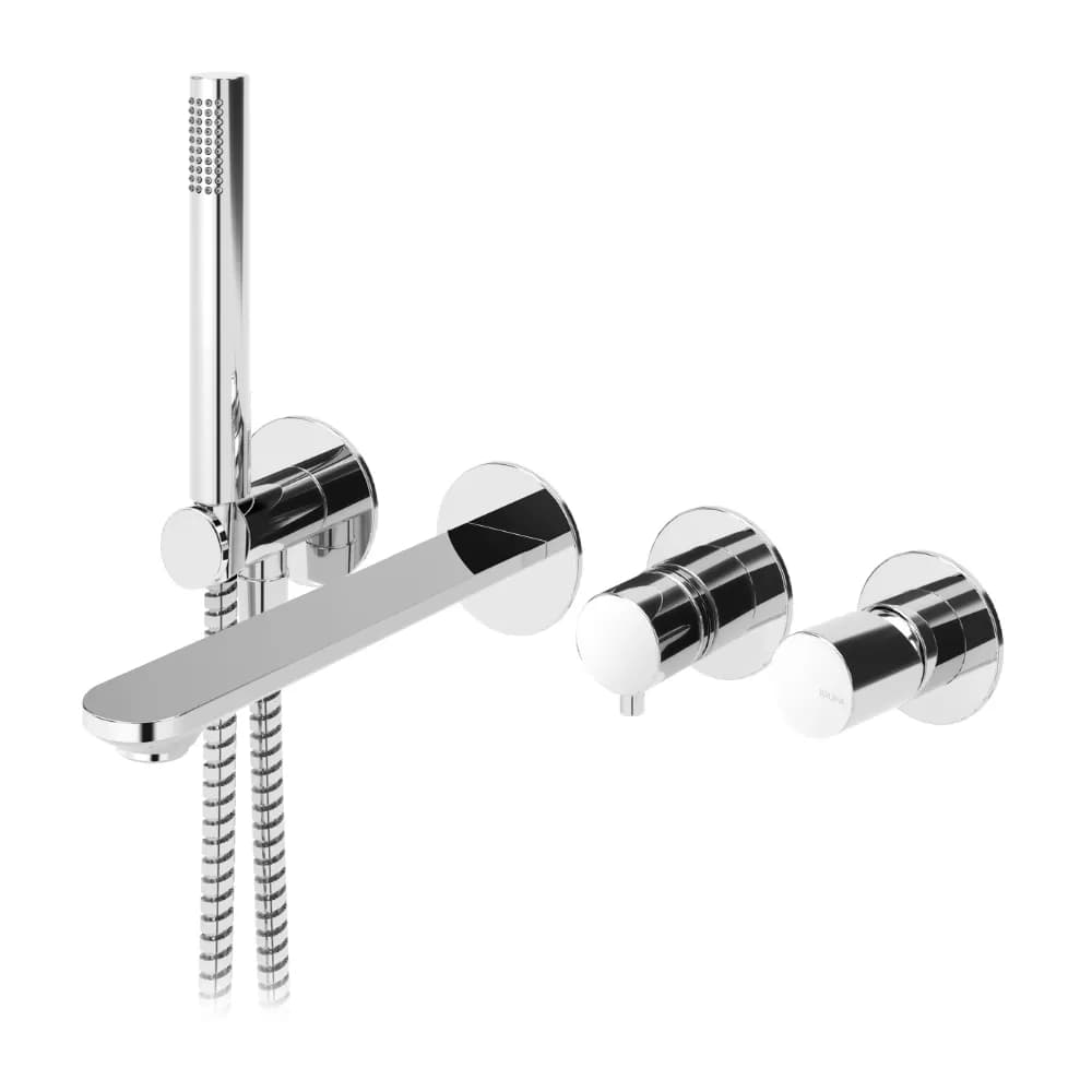 Concealed single lever 3 outlets mixer, with bath spout and handshower set Elo
