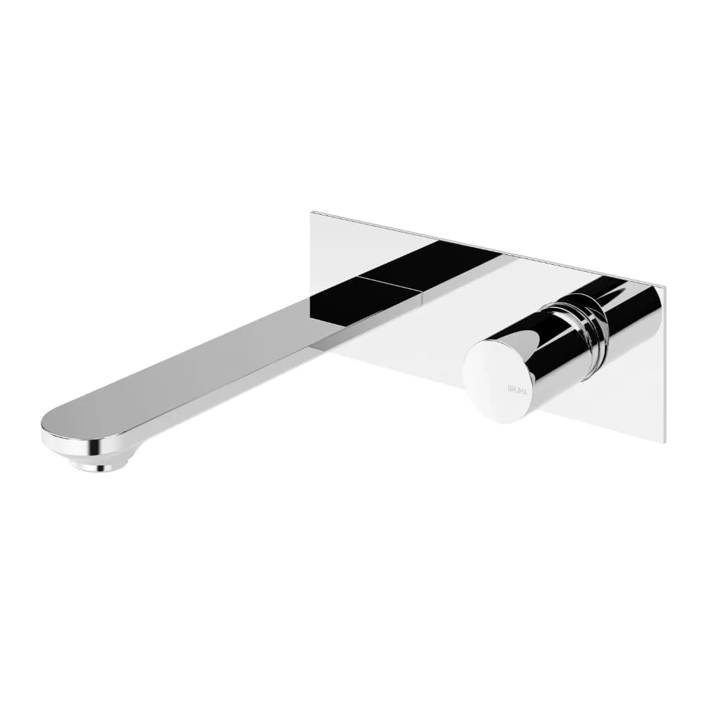 Wall basin mixer with single escutcheon