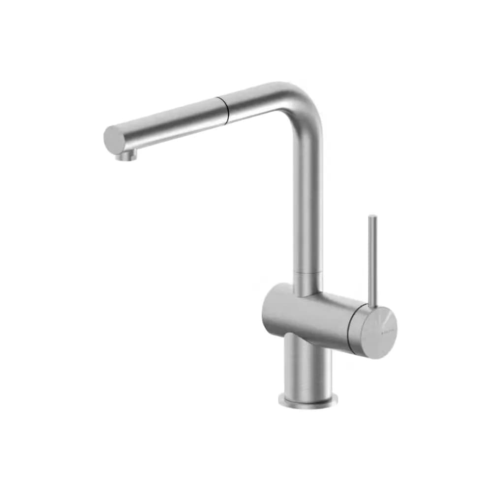 Sink mixer with swivel spout and pull out handshower - Inox