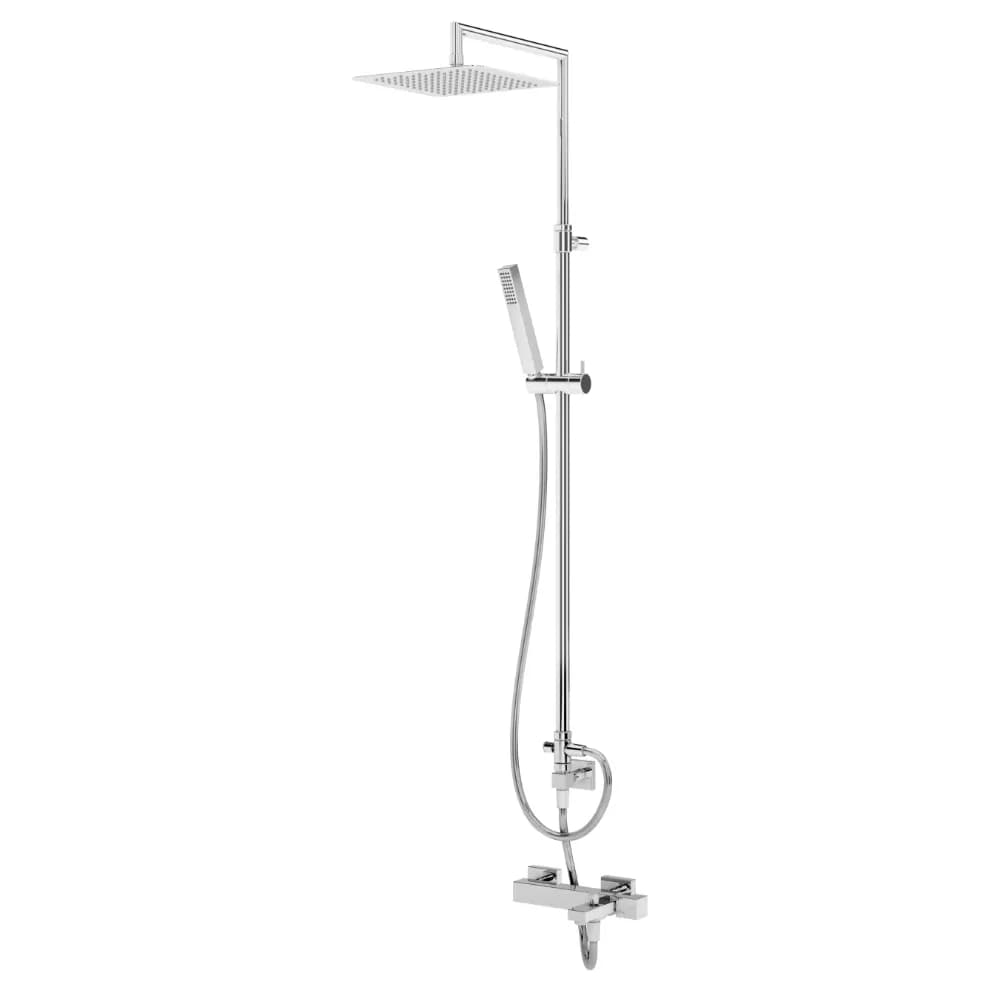 Bath-shower system for wall mounting with adjustable inox head shower 250x250mm and shower rail