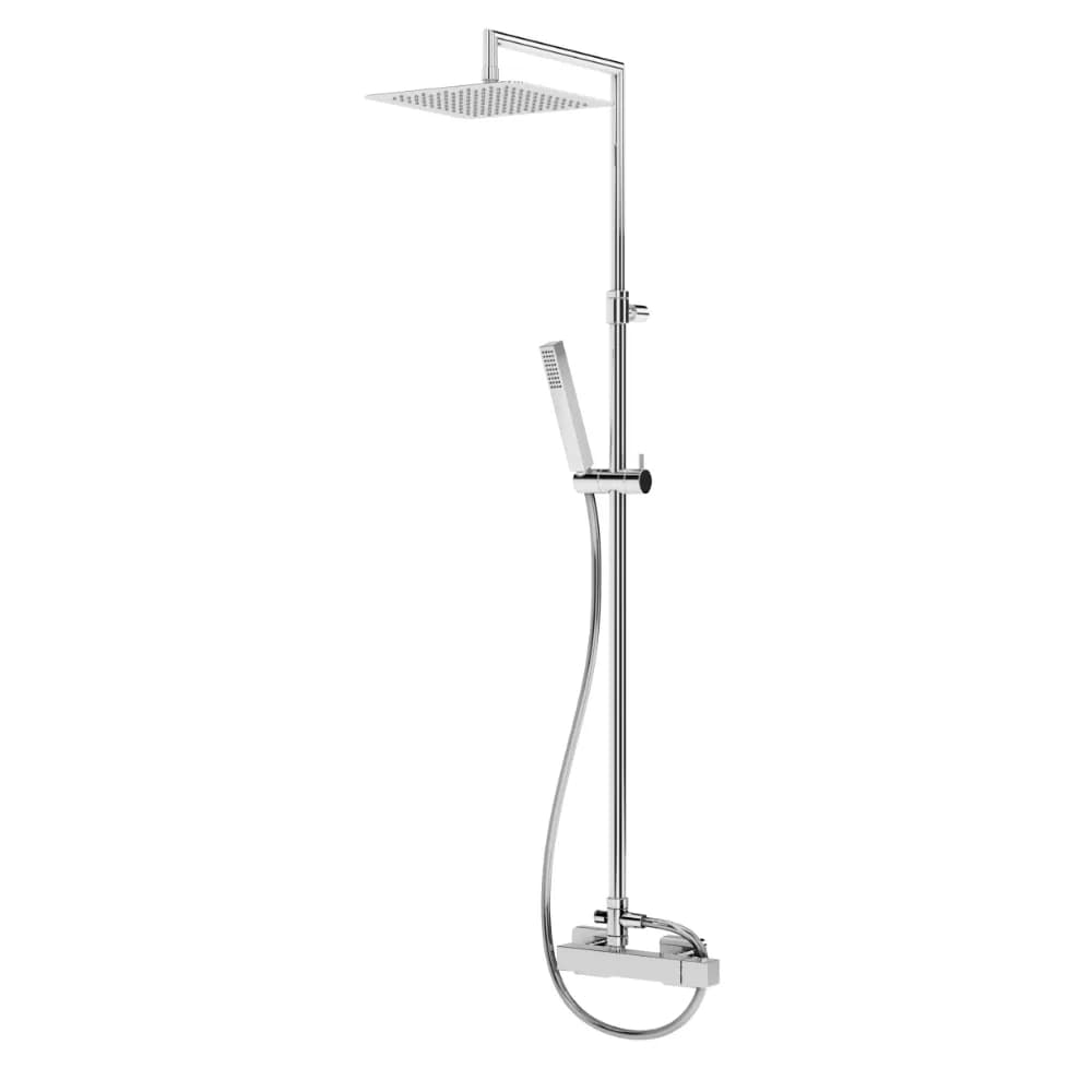 Shower system for wall mounting with adjustable inox head shower 250x250mm and shower rail