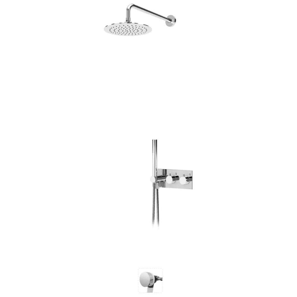 Thermostatic concealed bath-shower set with ABS shower head Ø230 mm, Elo handshower set and bath filler with waste and overflow