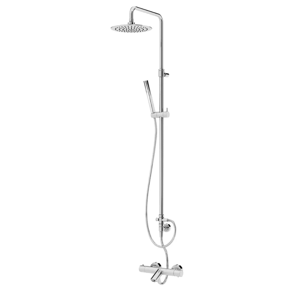 Thermostatic bath-shower system for wall mounting with adjustable ABS head shower Ø230mm and shower rail