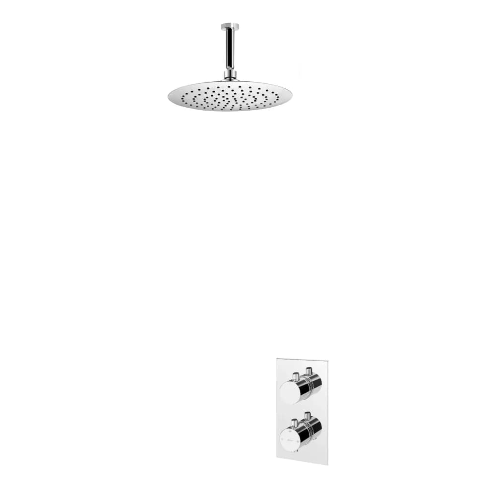 Thermostatic concealed shower set with ABS shower head Ø230 mm with ceiling shower arm 100 mm