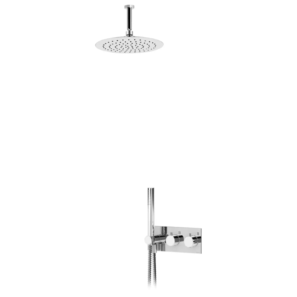 Thermostatic concealed shower set with ABS shower head Ø230 mm with ceiling shower arm 100 mm, Elo handshower set